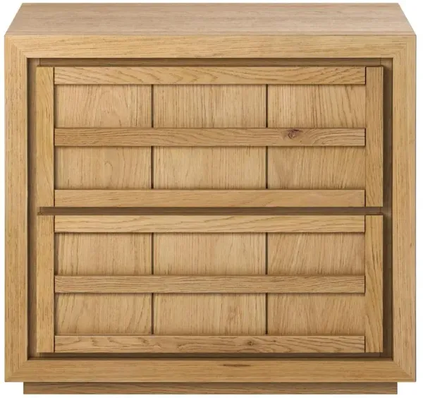 Maisy Coastal Beach Oak Wood Textured Nightstand