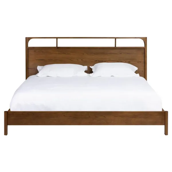 Abdiel Modern Classic Walnut Oak Wood Bed - Queen