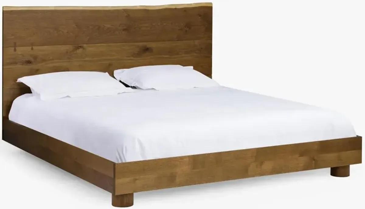 Matias Rustic Lodge Brown Oak Wood Bed - King