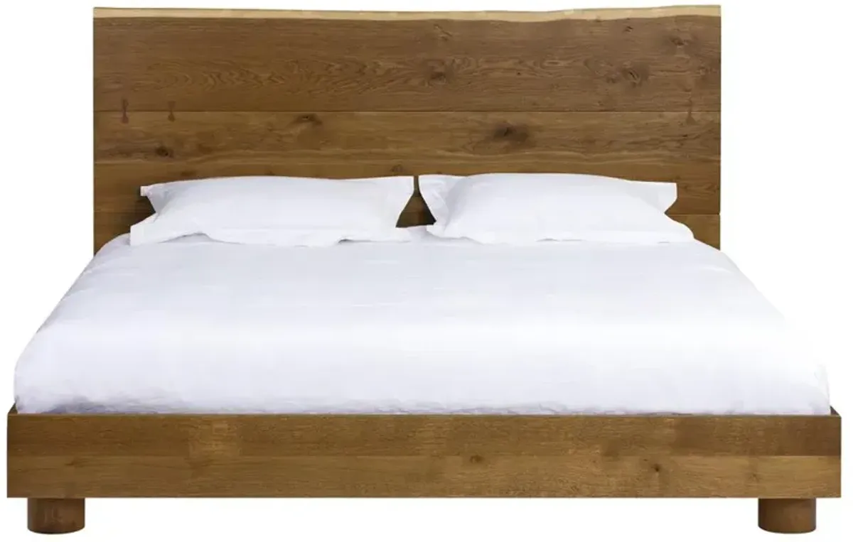 Matias Rustic Lodge Brown Oak Wood Bed - King