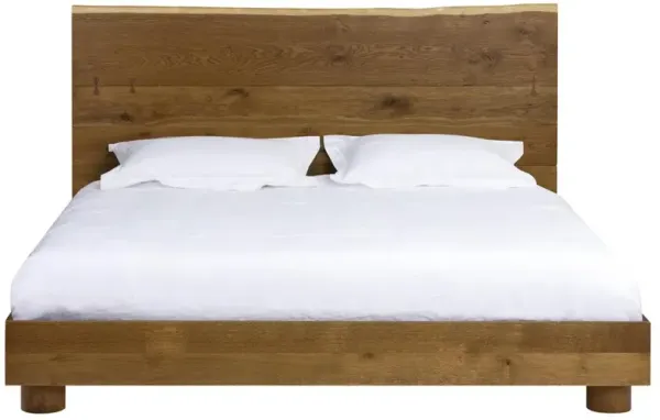 Matias Rustic Lodge Brown Oak Wood Bed - King