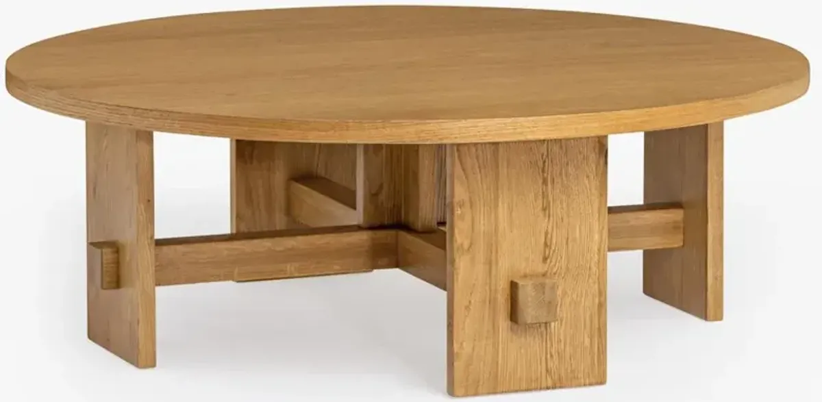Tanner Coastal Beach Oak Wood Round Coffee Table - 46"