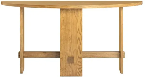 Tanner Coastal Beach Oak Wood Demilune Console Table