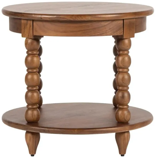Thomas Updated Traditional Brown Wood Spindle End Table