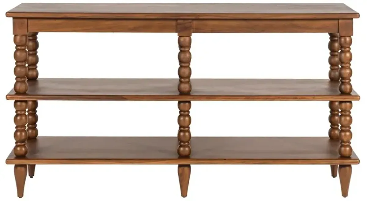 Thomas Updated Traditional Brown Wood Spindle Wide Bookcase
