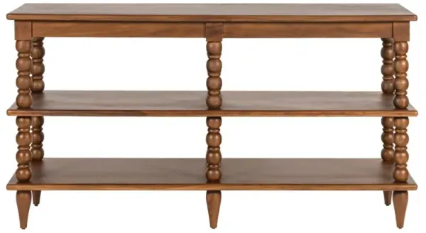Thomas Updated Traditional Brown Wood Spindle Wide Bookcase