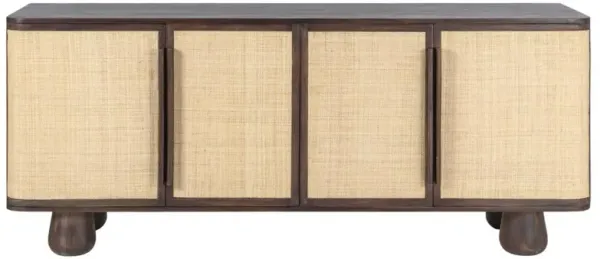 Fenrir Modern Classic Grass Cloth Brown Wood Buffet