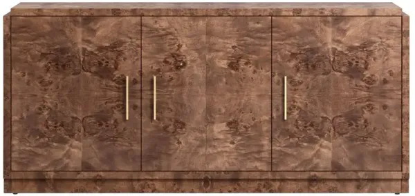 Briella Modern Classic Dark Brown Burl Wood 3 Door Sideboard