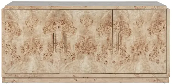 Briella Modern Classic Light Brown Burl Wood 3 Door Sideboard