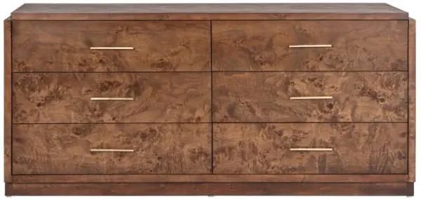 Briella Modern Classic Dark Brown Burl Wood Dresser