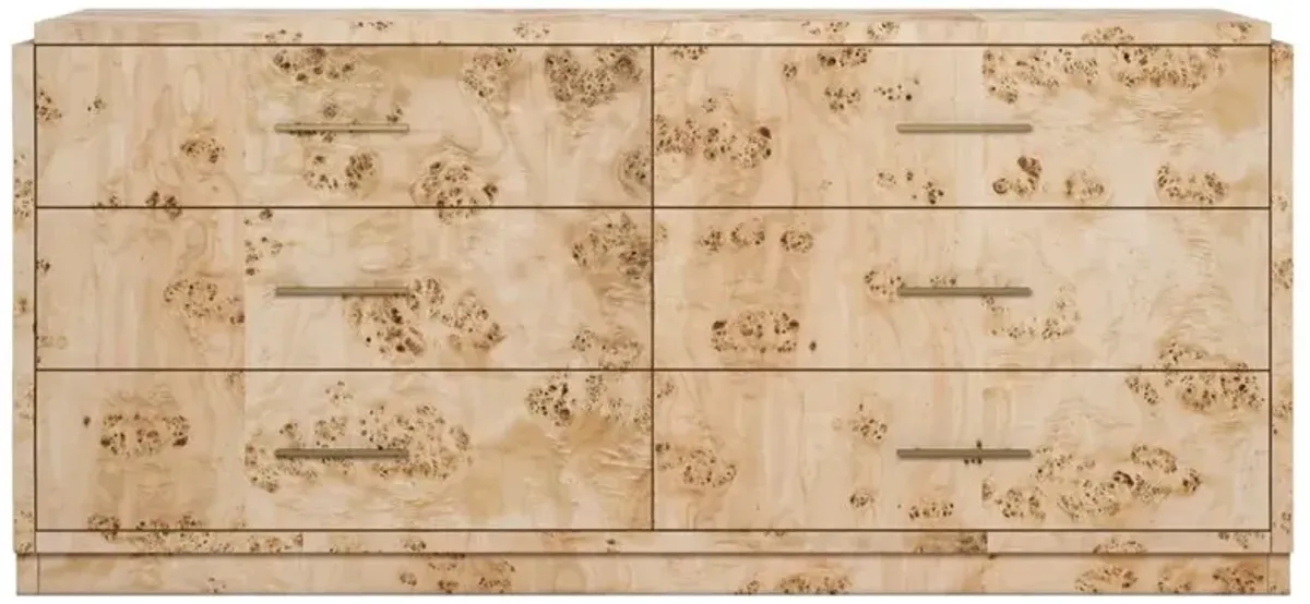 Briella Modern Classic Light Brown Burl Wood Dresser