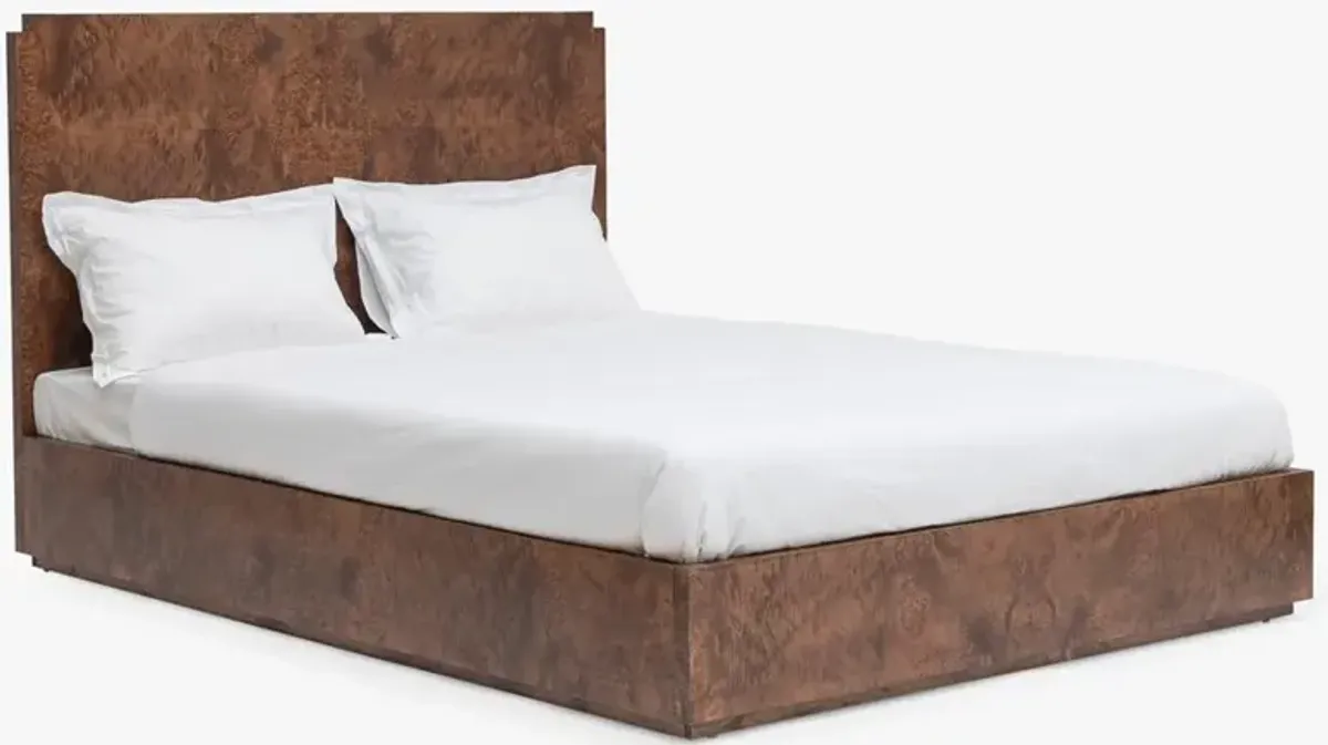 Briella Modern Classic Dark Brown Burl Wood Bed - King