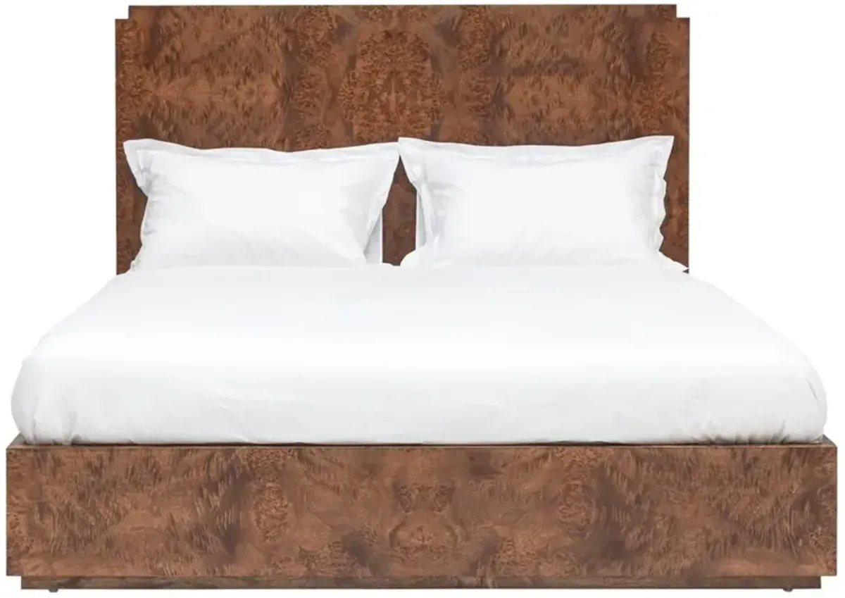 Briella Modern Classic Dark Brown Burl Wood Bed - King