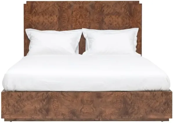 Briella Modern Classic Dark Brown Burl Wood Bed - Queen
