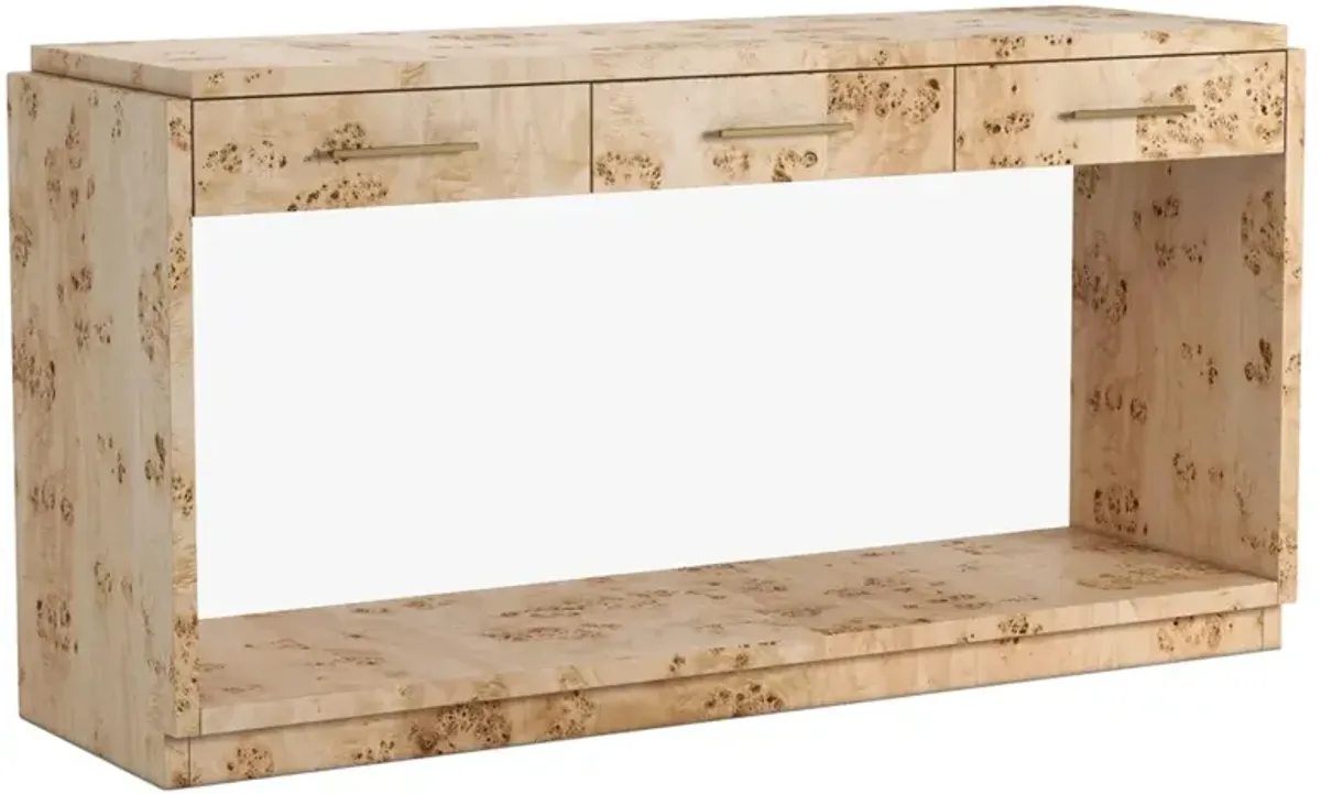Briella Modern Classic Light Brown Burl Wood Console Table
