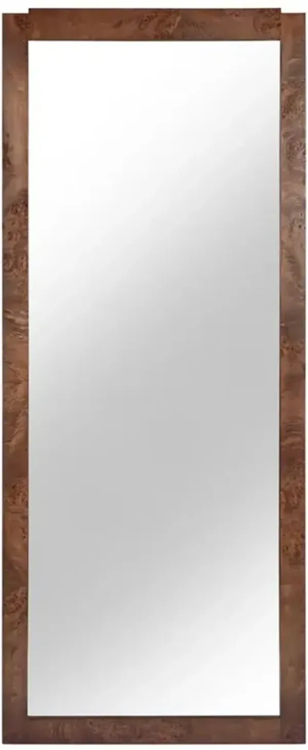 Briella Modern Classic Dark Brown Burl Wood Full Length Floor Mirror
