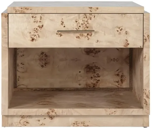 Briella Modern Classic Light Brown Burl Wood Nightstand
