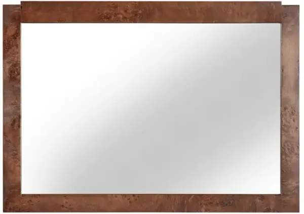 Briella Modern Classic Dark Brown Burl Wood Rectangular Wall Mirror