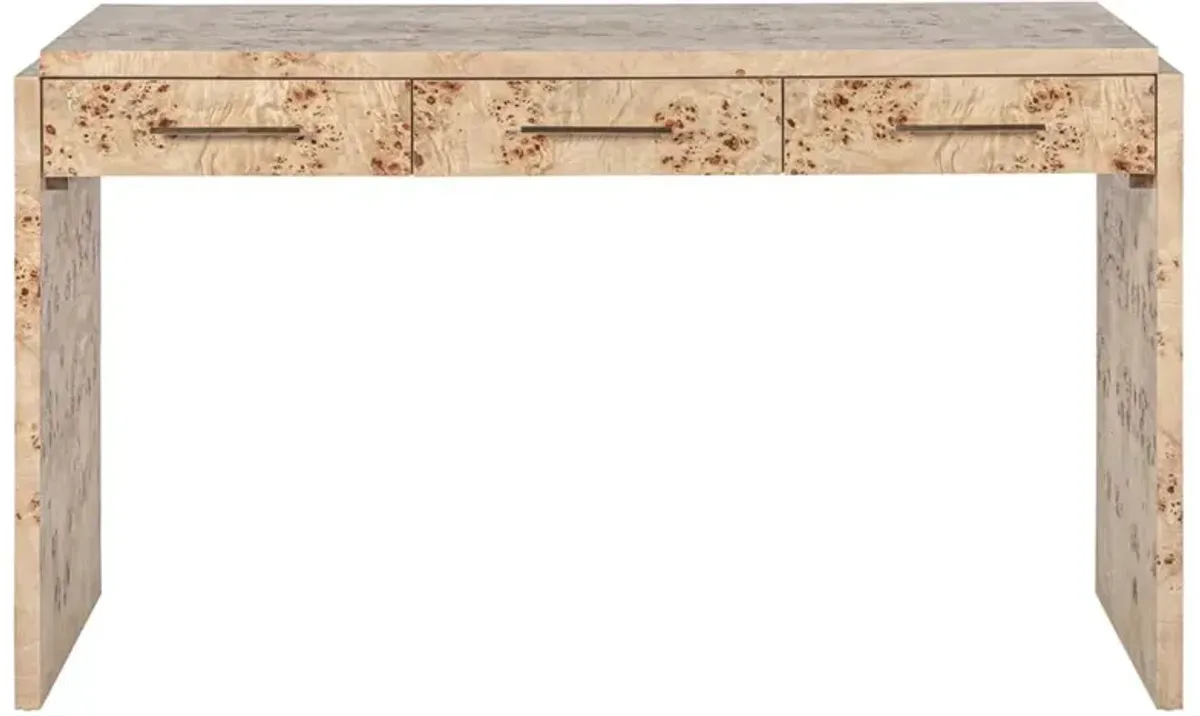 Briella Modern Classic Light Brown Burl Wood Rectangular Desk