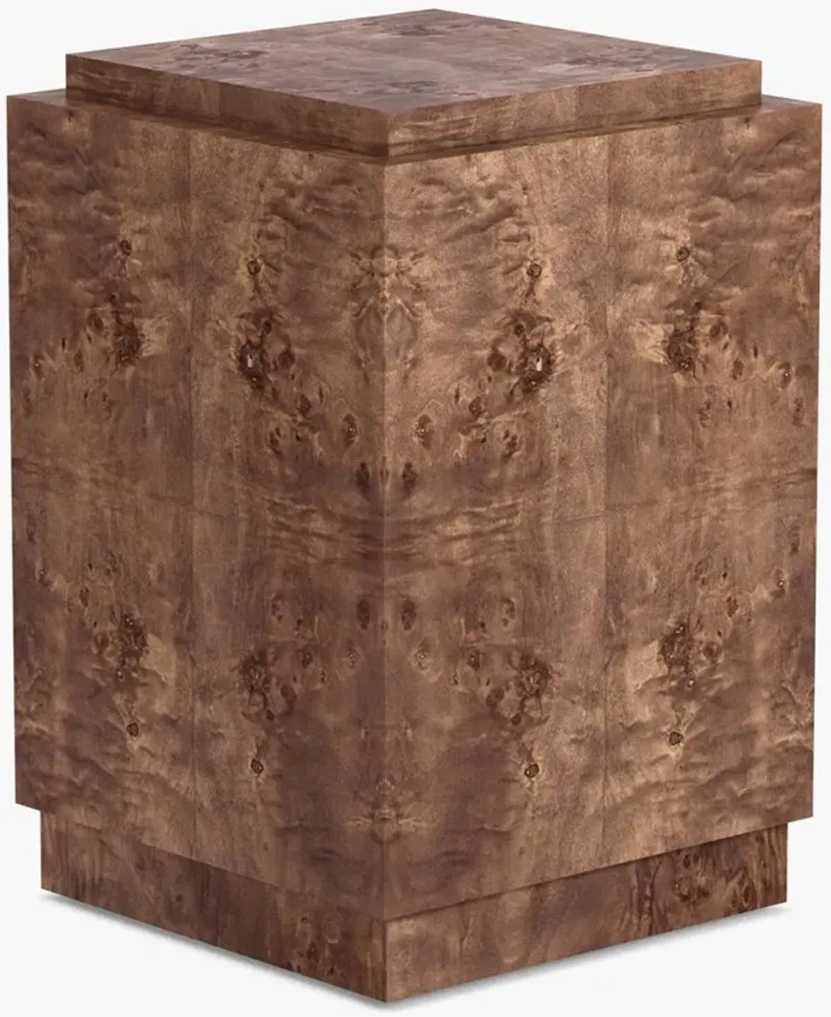 Briella Modern Classic Dark Brown Burl Wood Square Plinth Pedestal - 24"