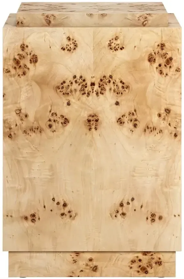 Briella Modern Classic Light Brown Burl Wood Square Plinth Pedestal - 24"