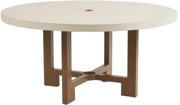 Palm Desert Poolside White Stone Aluminum Round Outdoor Dining Table - 60"