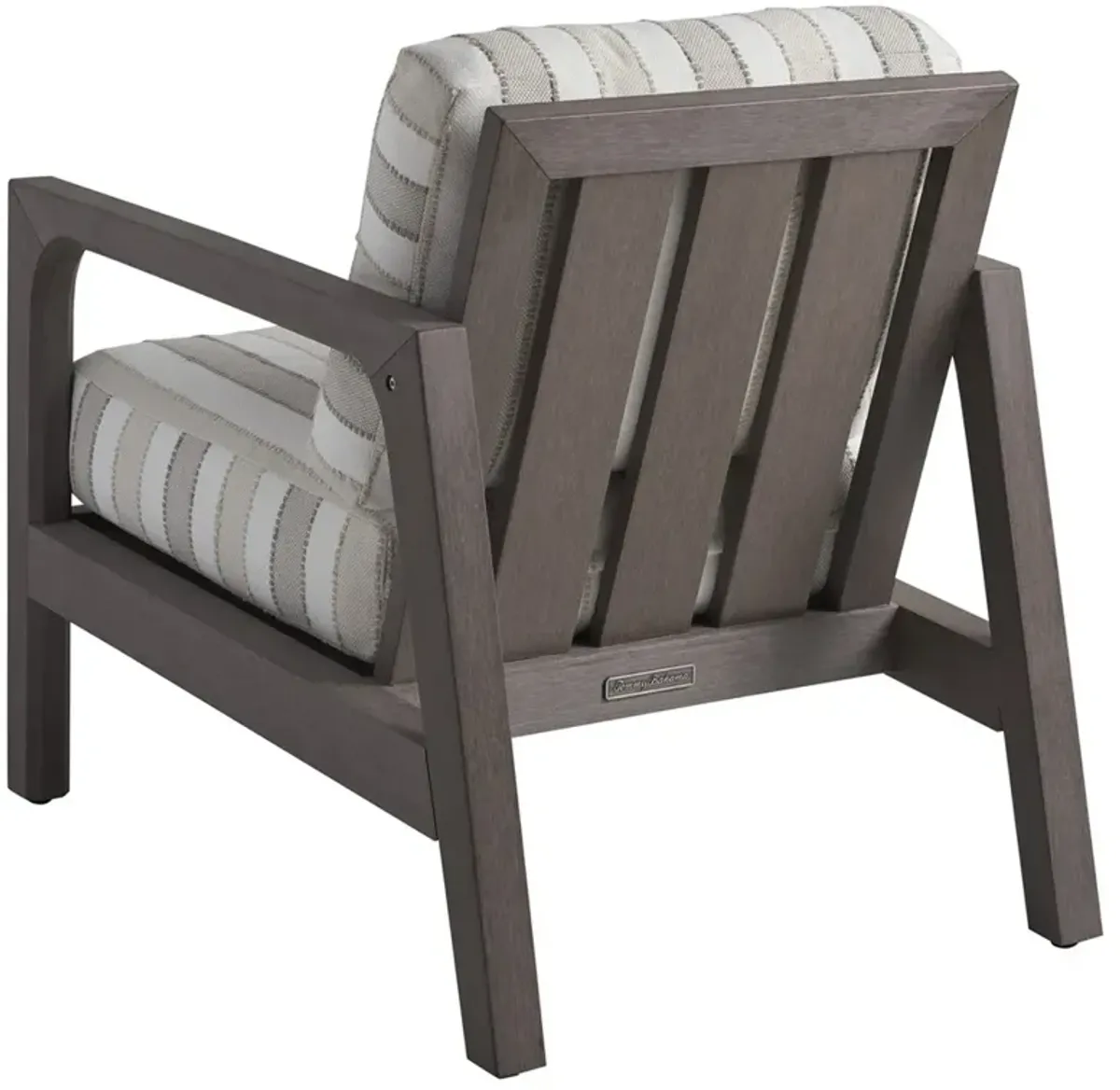 Mozambique Modern Striped Upholstered Teak Outdoor Lounge Chair