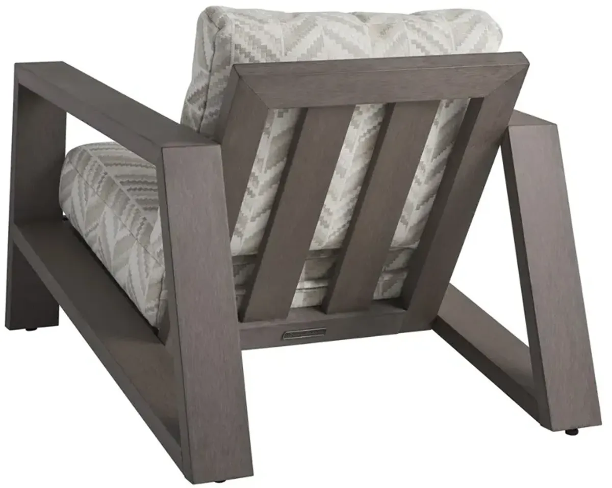 Mozambique Modern Beige Upholstered Teak Outdoor Lounge Chair