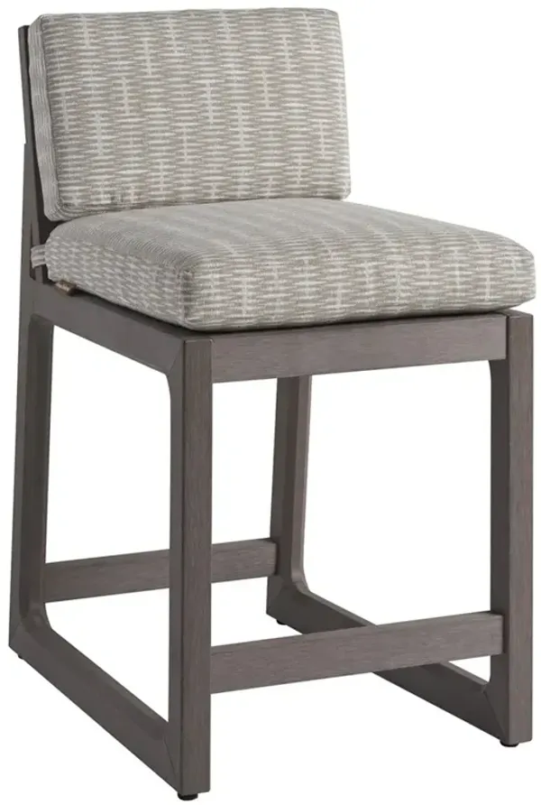 Mozambique Modern Beige Upholstered Teak Outdoor Counter Stool