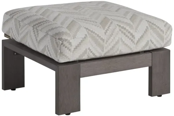 Mozambique Modern Beige Upholstered Teak Outdoor Ottoman