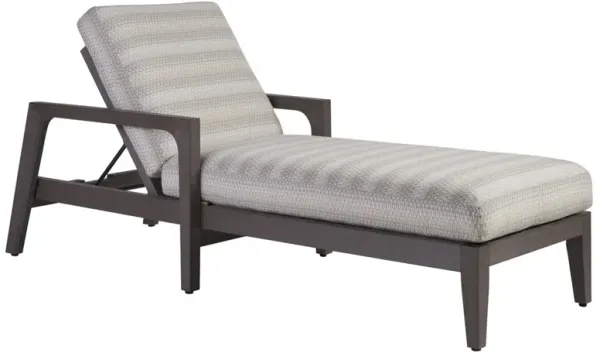 Mozambique Modern Beige Upholstered Teak Outdoor Chaise Lounge