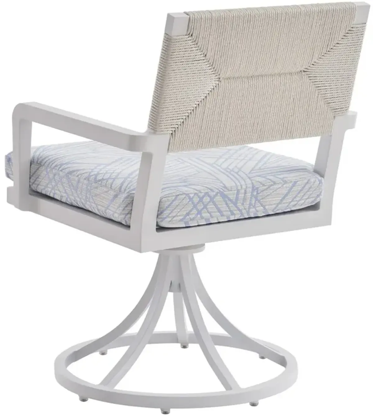 Ocean Breeze Promenade Coastal Blue Upholstered Aluminum Outdoor Swivel Dining Chair