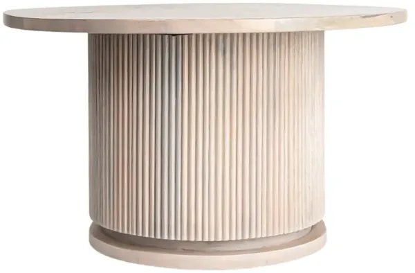 Zoey Modern Classic Bleached Mango Wood Ribbed Round Coffee Table