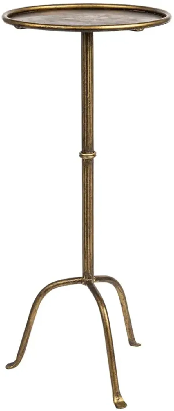 Felix French Country Antique Brass Iron Round Drink Table