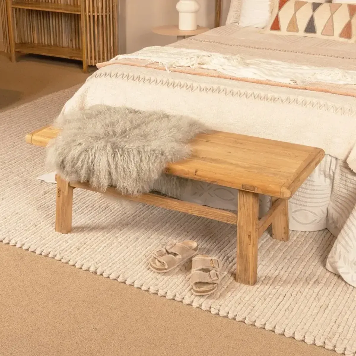 Esther Coastal Beach Brown Reclaimed Wood Rectangular Coffee Table