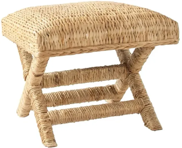 Vera Coastal Beach Brown Woven Water Hyacinth Square Stool
