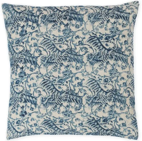 Sydney French Country Indigo Linen Crane Throw Pillow Cover - 20x20