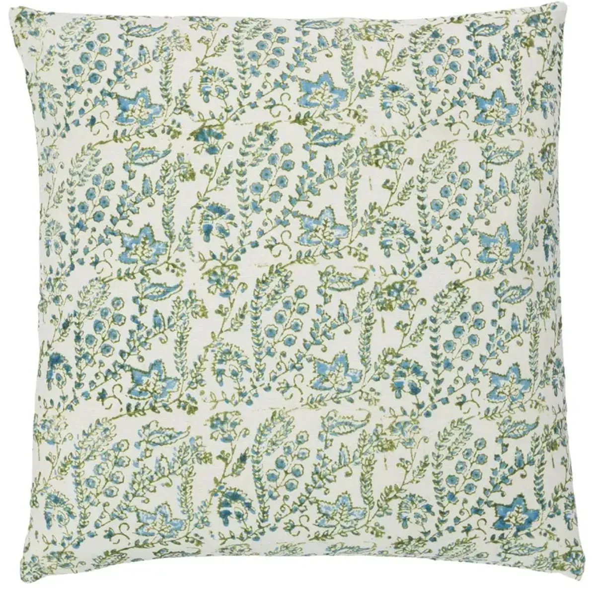 Loren French Country Green Linen Floral Throw Pillow Cover - 20x20