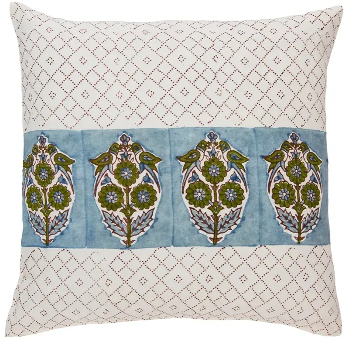 Akira Coastal Blue Linen Parakeet Throw Pillow Cover - 20x20