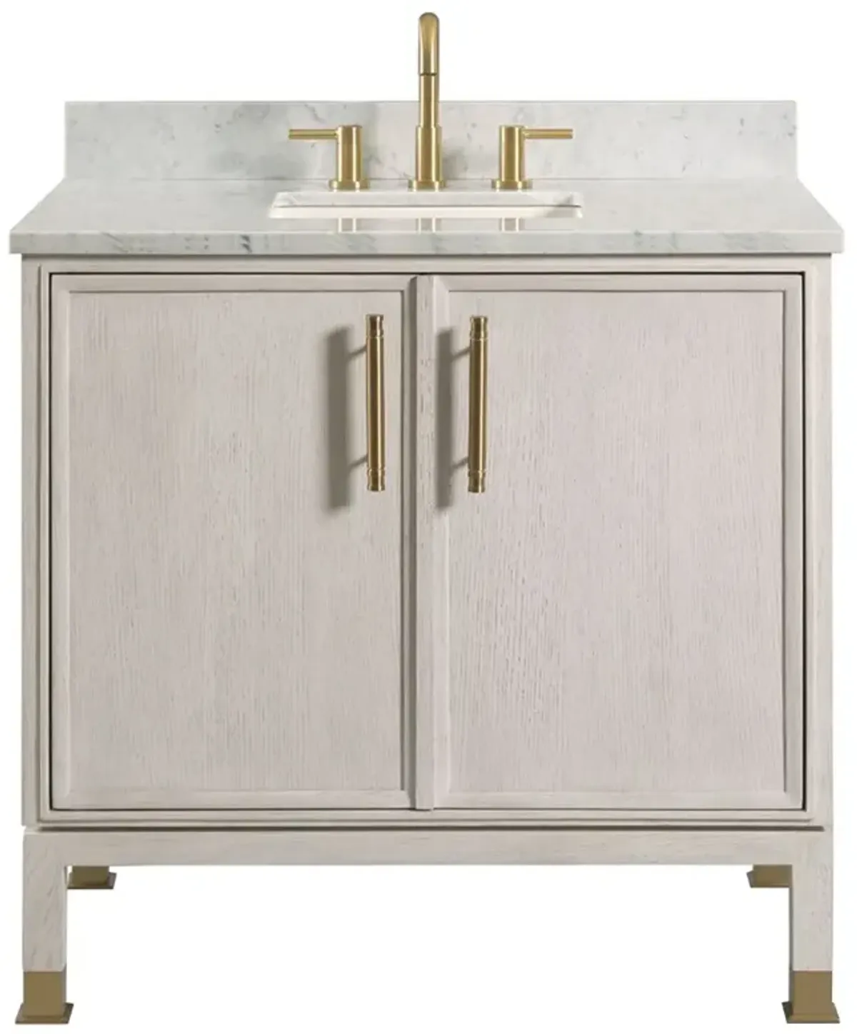 Nova Modern Classic White Marble Cream Wood Vanity Sink - 36"