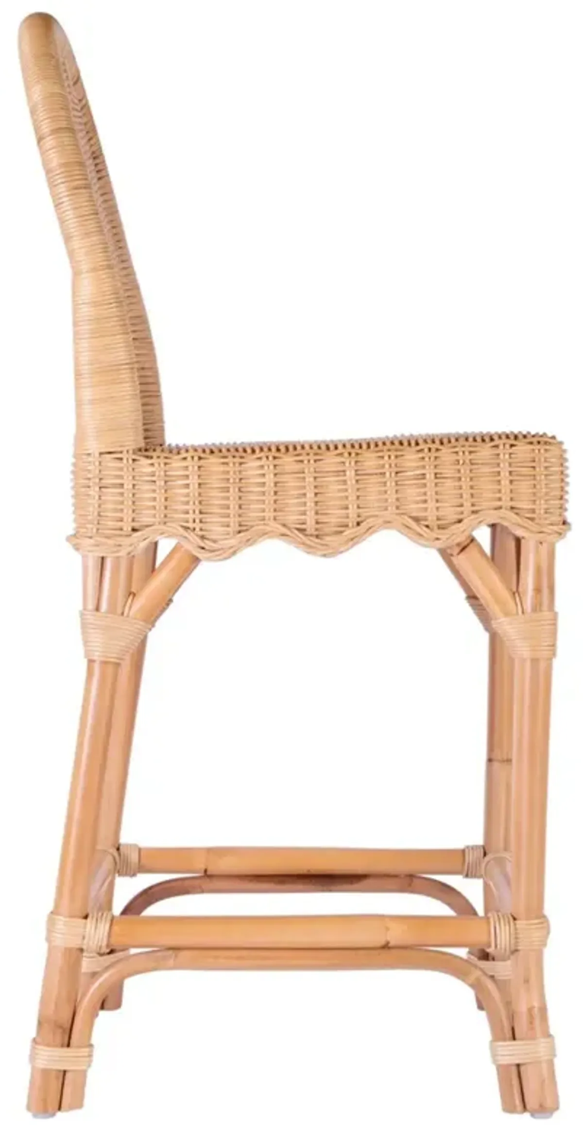 Ansel Coastal Beach Natural Rattan Scalloped Counter Stool