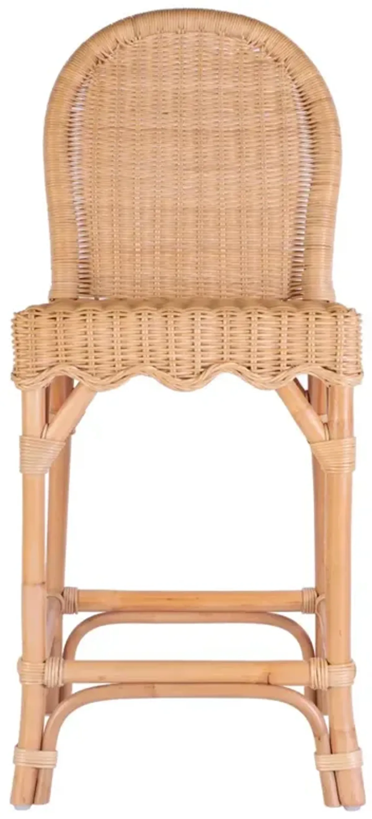 Ansel Coastal Beach Natural Rattan Scalloped Counter Stool