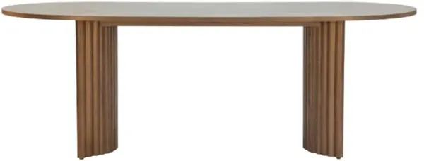 Erika Modern Classic Brown Oak Fluted Oval Dining Table - 88"