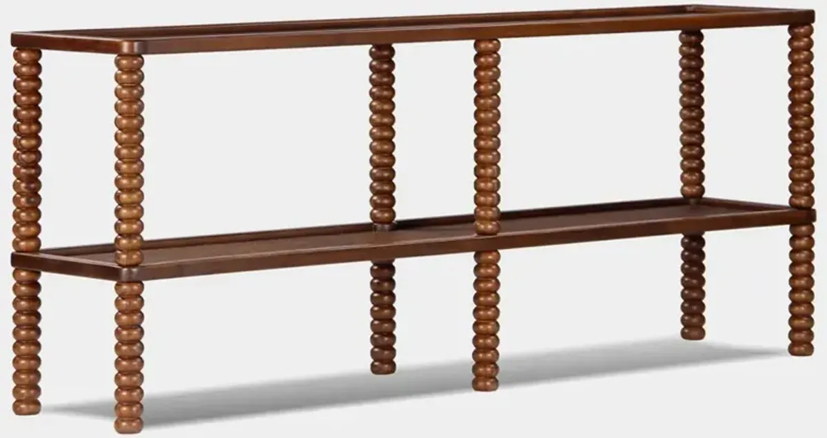 Tobi Updated Traditional Brown Oak Spindle Rectangular Console Table