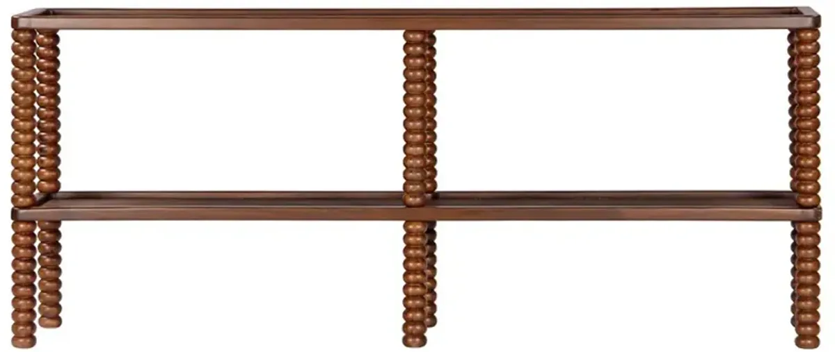 Tobi Updated Traditional Brown Oak Spindle Rectangular Console Table