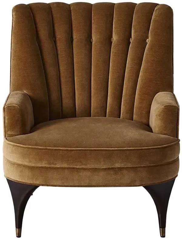 Serena Modern Classic Brown Channel Tufted Velvet Arm Chair