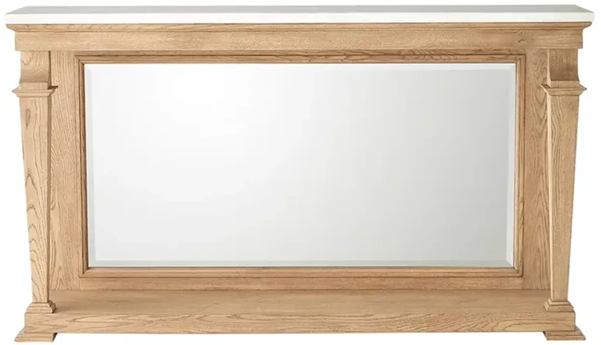 Solene French Country White Marble Bleached Oak Mirror Console Table