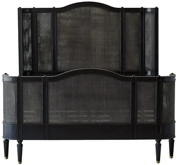 Solene French Country Black Woven Cane Oak Bed - King