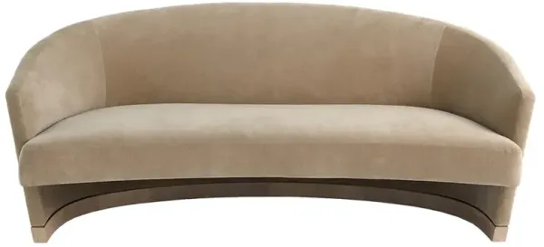 Margaux Modern Classic Beige Velvet Demilune Loveseat - 76"