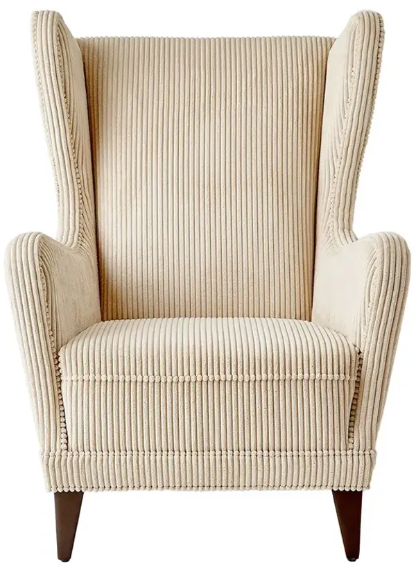 Camille Modern Classic Beige Corduroy Wing Chair